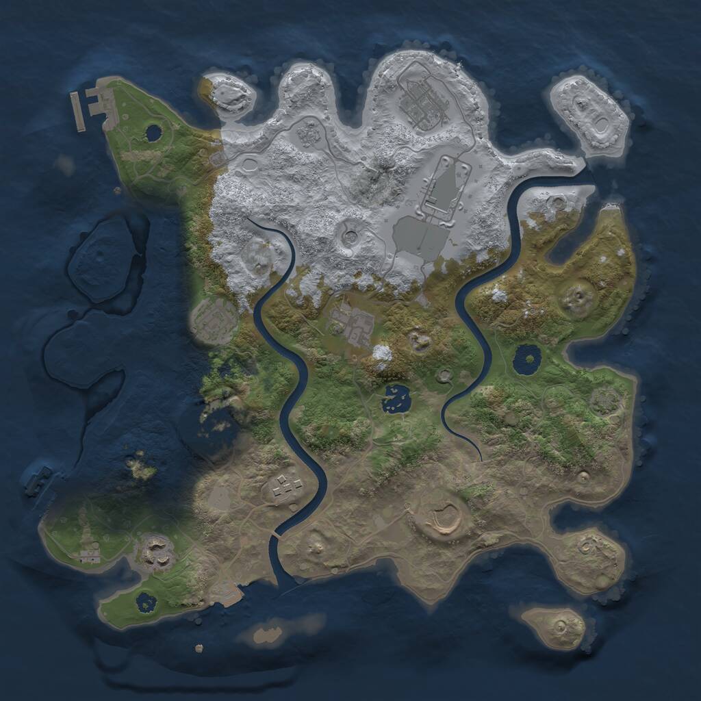 Rust Map: Procedural Map, Size: 3500, Seed: 1323590159, 15 Monuments