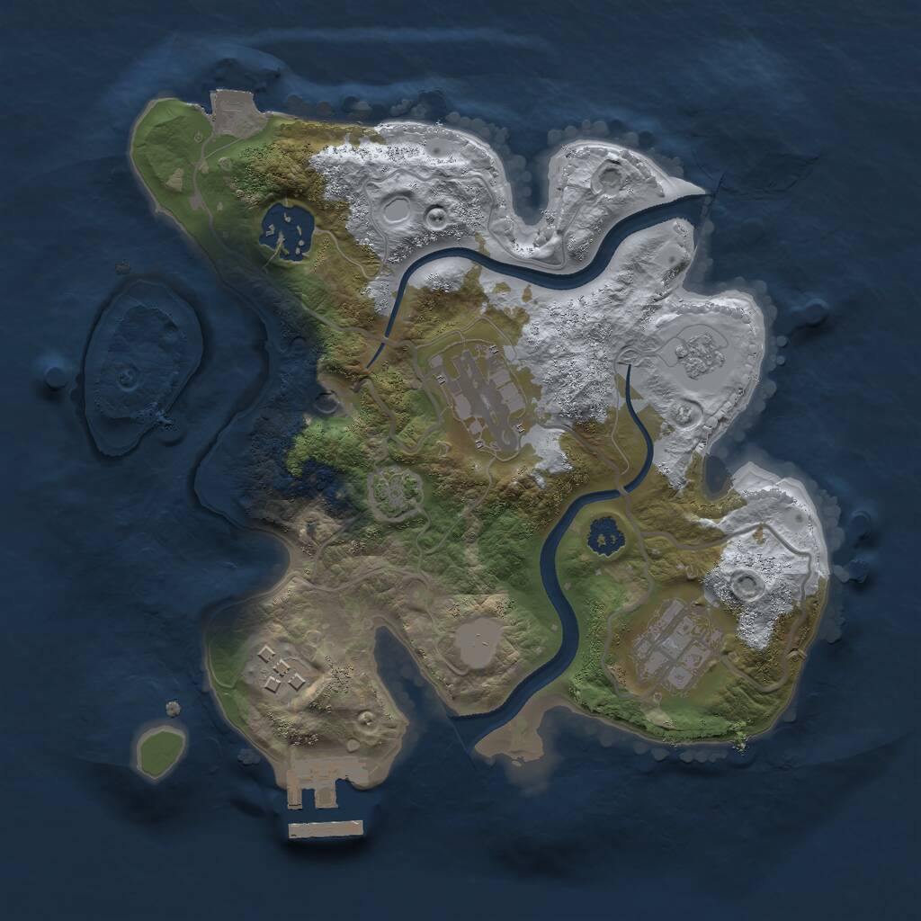 Rust Map: Procedural Map, Size: 2500, Seed: 5000003, 9 Monuments