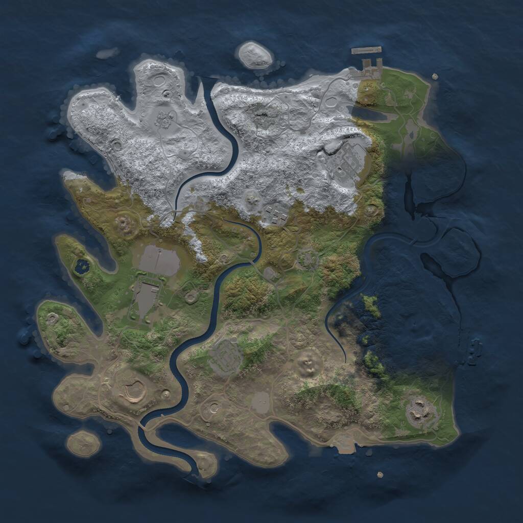 Rust Map: Procedural Map, Size: 3500, Seed: 1268700471, 12 Monuments