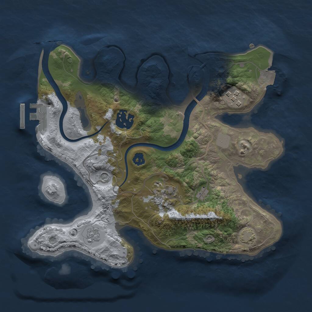 Rust Map: Procedural Map, Size: 2500, Seed: 1205900115, 8 Monuments