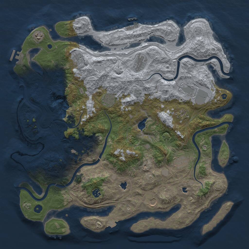Rust Map: Procedural Map, Size: 4500, Seed: 462821190, 17 Monuments