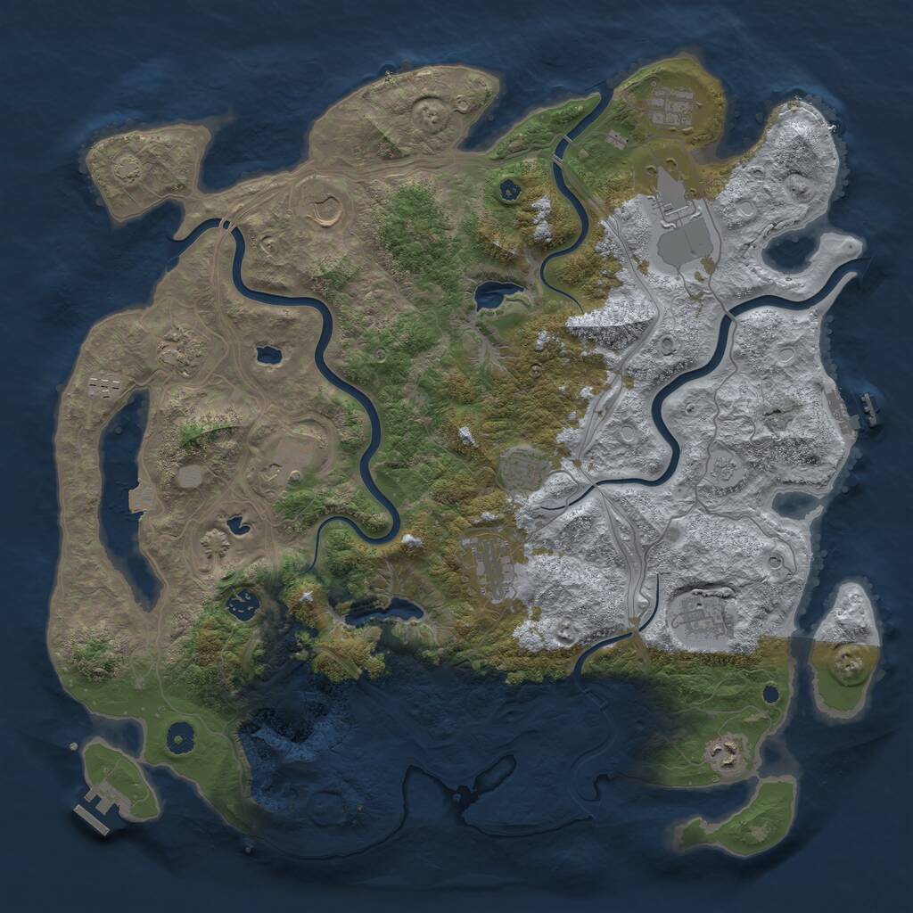 Rust Map: Procedural Map, Size: 4500, Seed: 167338338, 17 Monuments