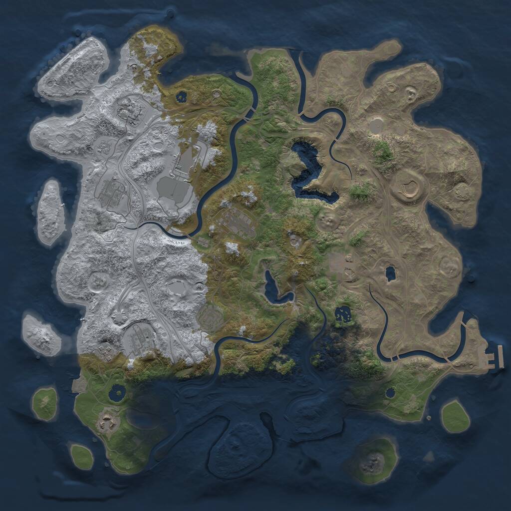 Rust Map: Procedural Map, Size: 4450, Seed: 68951840, 16 Monuments