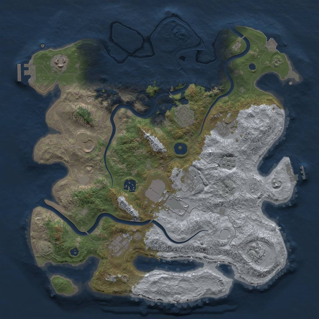 Rust Map: Procedural Map, Size: 3750, Seed: 1460190052, 16 Monuments
