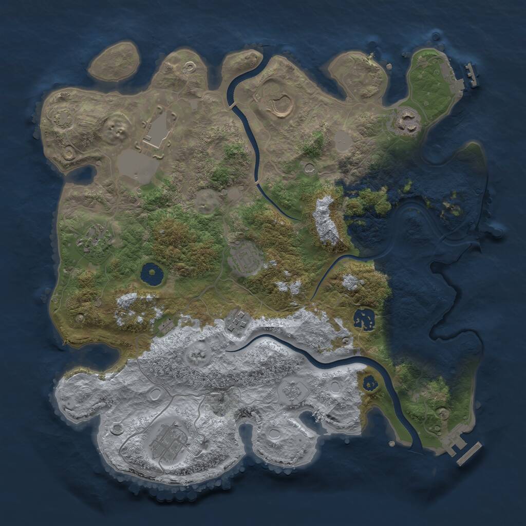 Rust Map: Procedural Map, Size: 3500, Seed: 2042549969, 14 Monuments