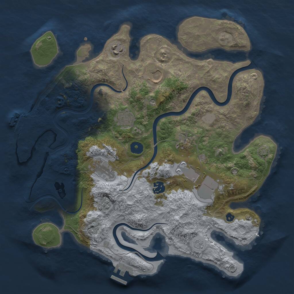 Rust Map: Procedural Map, Size: 3500, Seed: 653739325, 14 Monuments