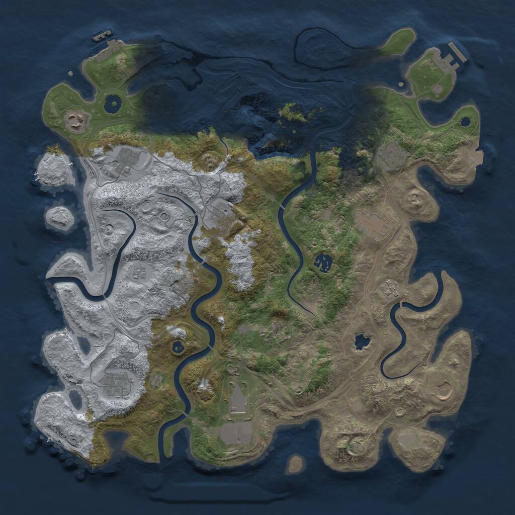Rust Map: Procedural Map, Size: 4250, Seed: 2125482954, 17 Monuments