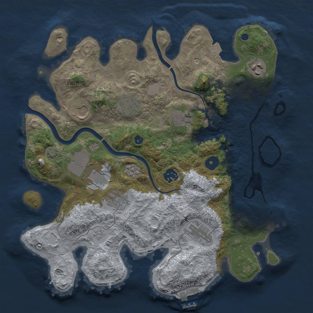 Rust Map: Procedural Map, Size: 3500, Seed: 67143344, 15 Monuments