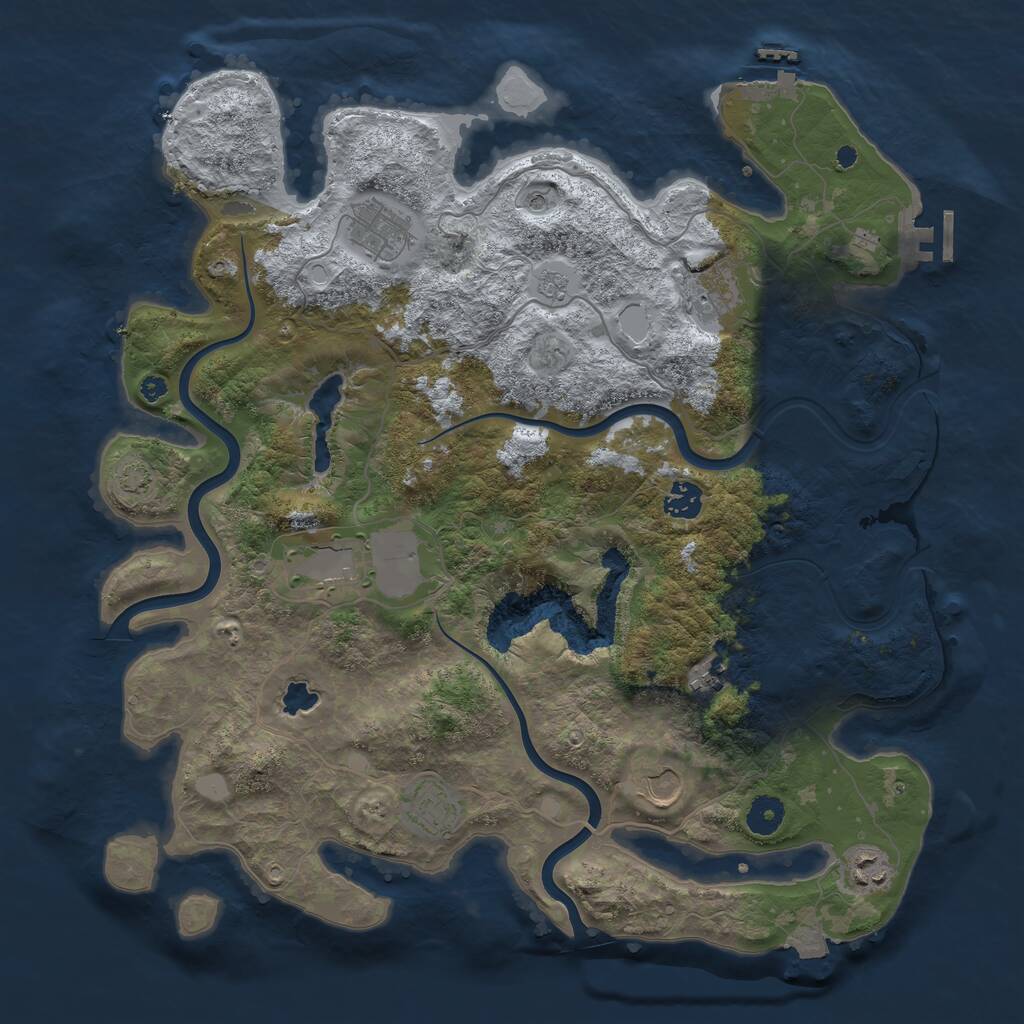 Rust Map: Procedural Map, Size: 4000, Seed: 341780876, 14 Monuments