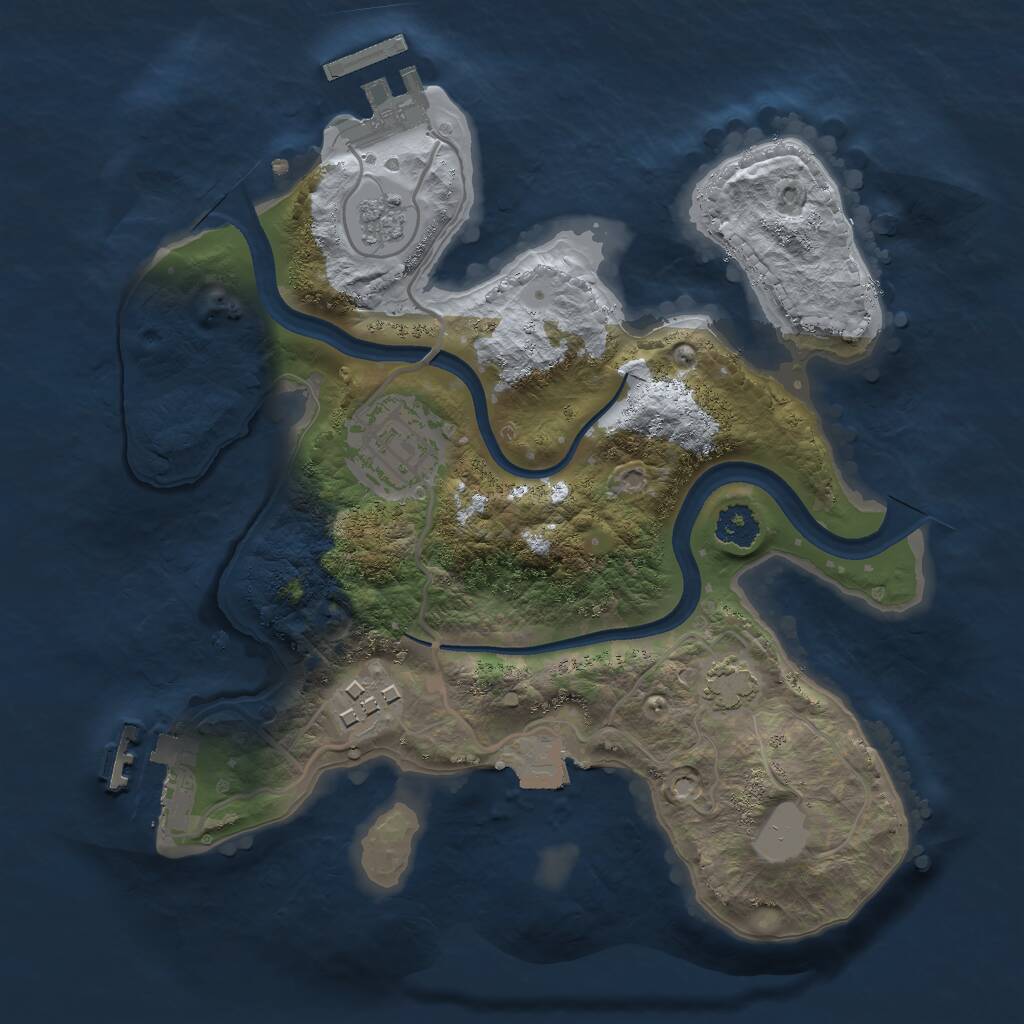 Rust Map: Procedural Map, Size: 2400, Seed: 348103, 7 Monuments