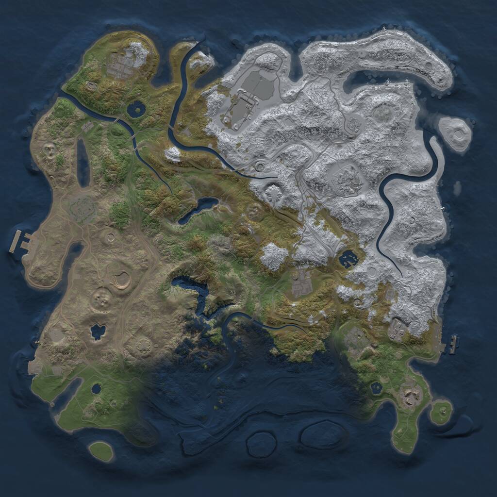 Rust Map: Procedural Map, Size: 4250, Seed: 1351096686, 16 Monuments
