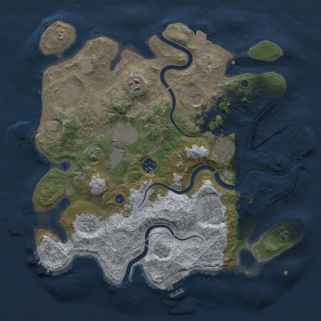 Rust Map: Procedural Map, Size: 3500, Seed: 1306169777, 15 Monuments