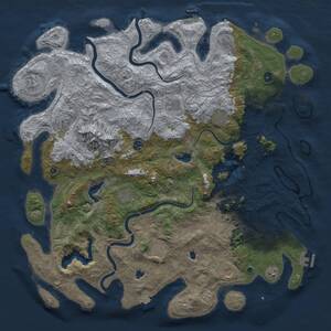 Thumbnail Rust Map: Procedural Map, Size: 5000, Seed: 43424089, 16 Monuments