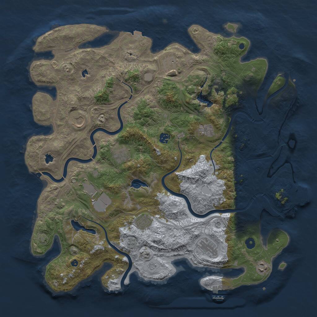 Rust Map: Procedural Map, Size: 4500, Seed: 486098217, 16 Monuments