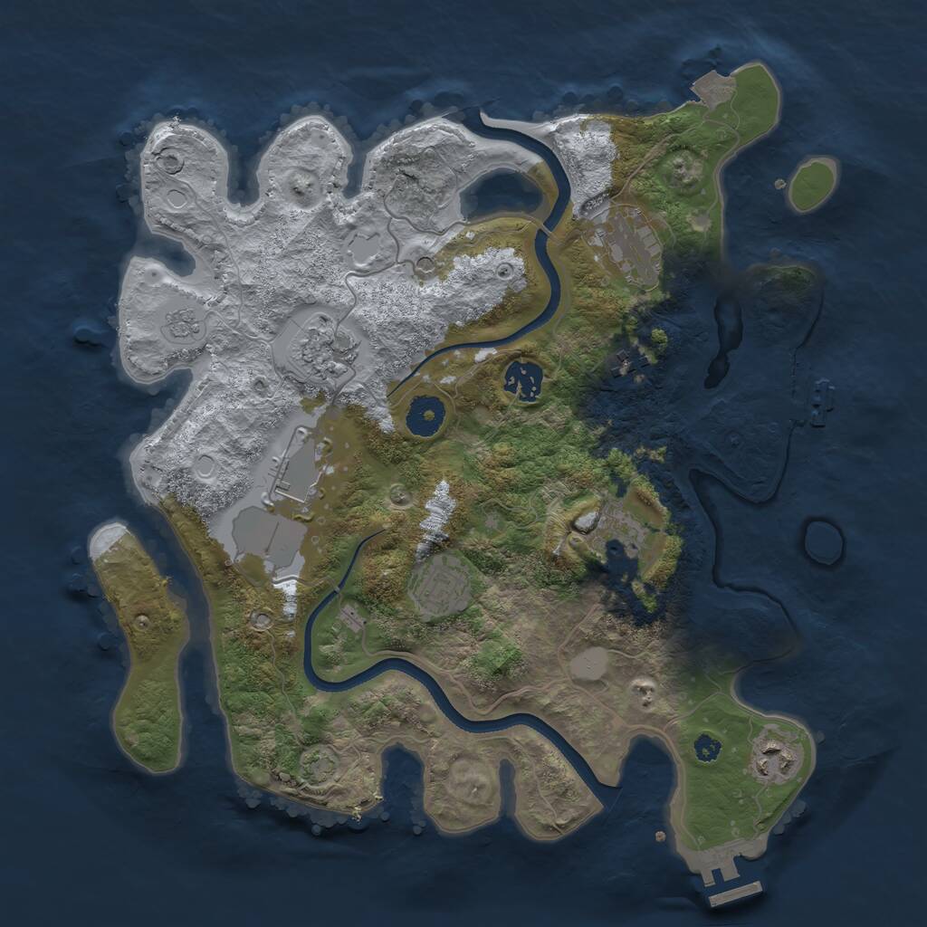 Rust Map: Procedural Map, Size: 3500, Seed: 113290096, 14 Monuments