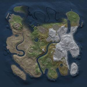 Thumbnail Rust Map: Procedural Map, Size: 3000, Seed: 1256188165, 13 Monuments