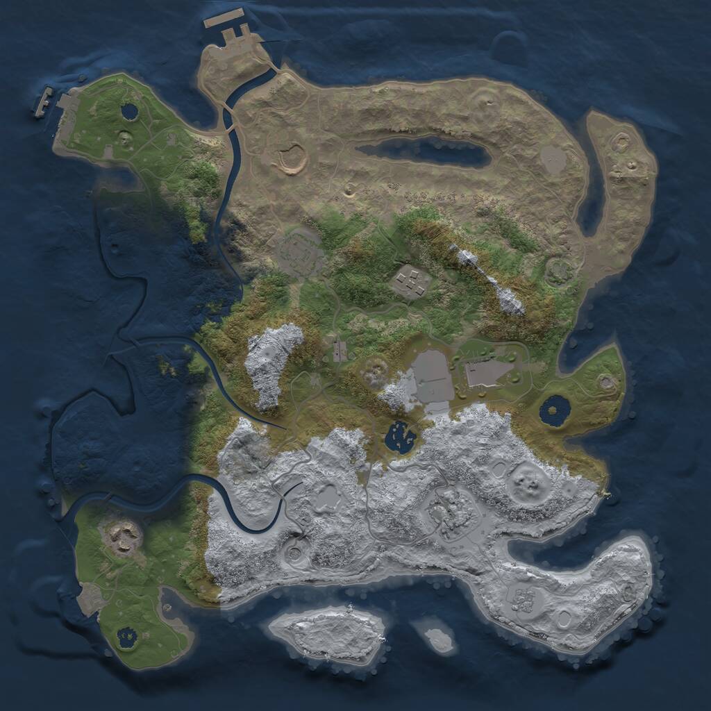 Rust Map: Procedural Map, Size: 3500, Seed: 22100, 13 Monuments