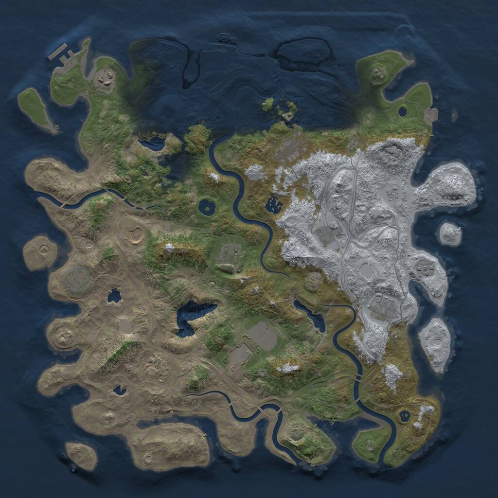 Rust Map: Procedural Map, Size: 4500, Seed: 658834077, 17 Monuments