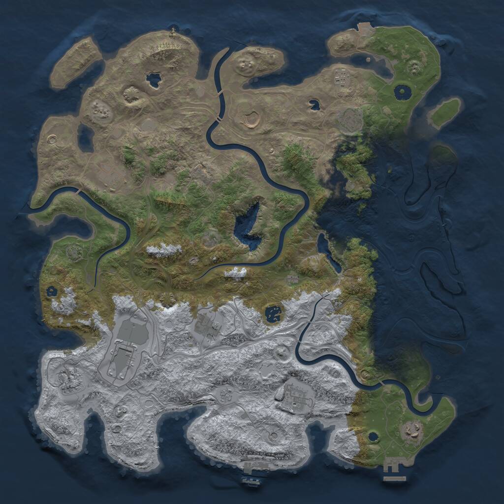 Rust Map: Procedural Map, Size: 4500, Seed: 2010375144, 17 Monuments