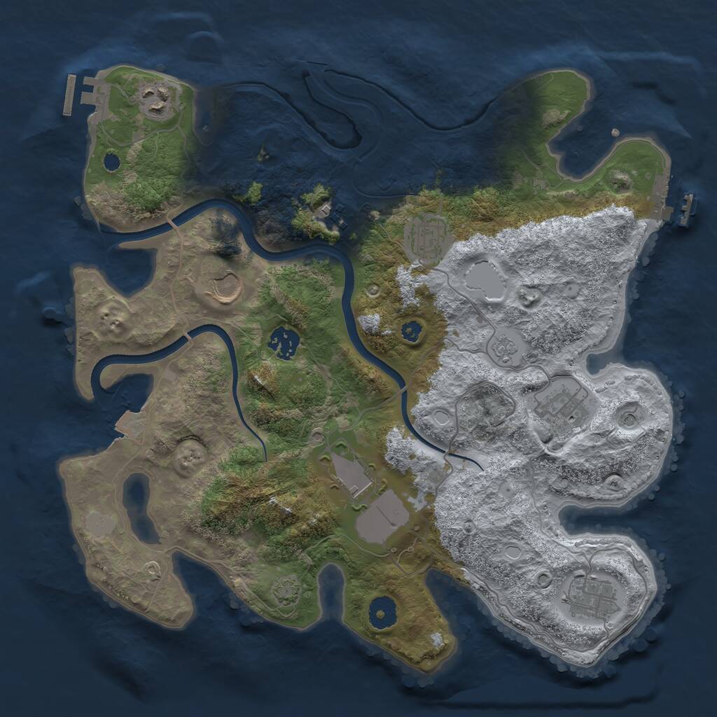 Rust Map: Procedural Map, Size: 3500, Seed: 2109530265, 14 Monuments