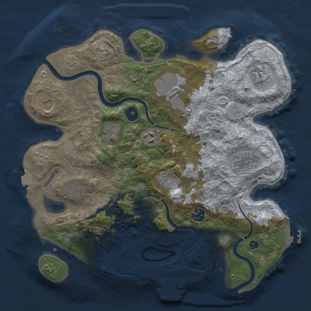Rust Map: Procedural Map, Size: 3500, Seed: 1691086699, 16 Monuments