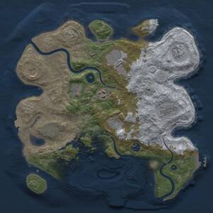 Thumbnail Rust Map: Procedural Map, Size: 3500, Seed: 1691086699, 16 Monuments
