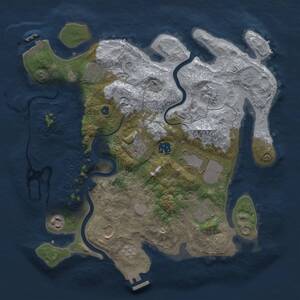 Thumbnail Rust Map: Procedural Map, Size: 3500, Seed: 1302205343, 15 Monuments