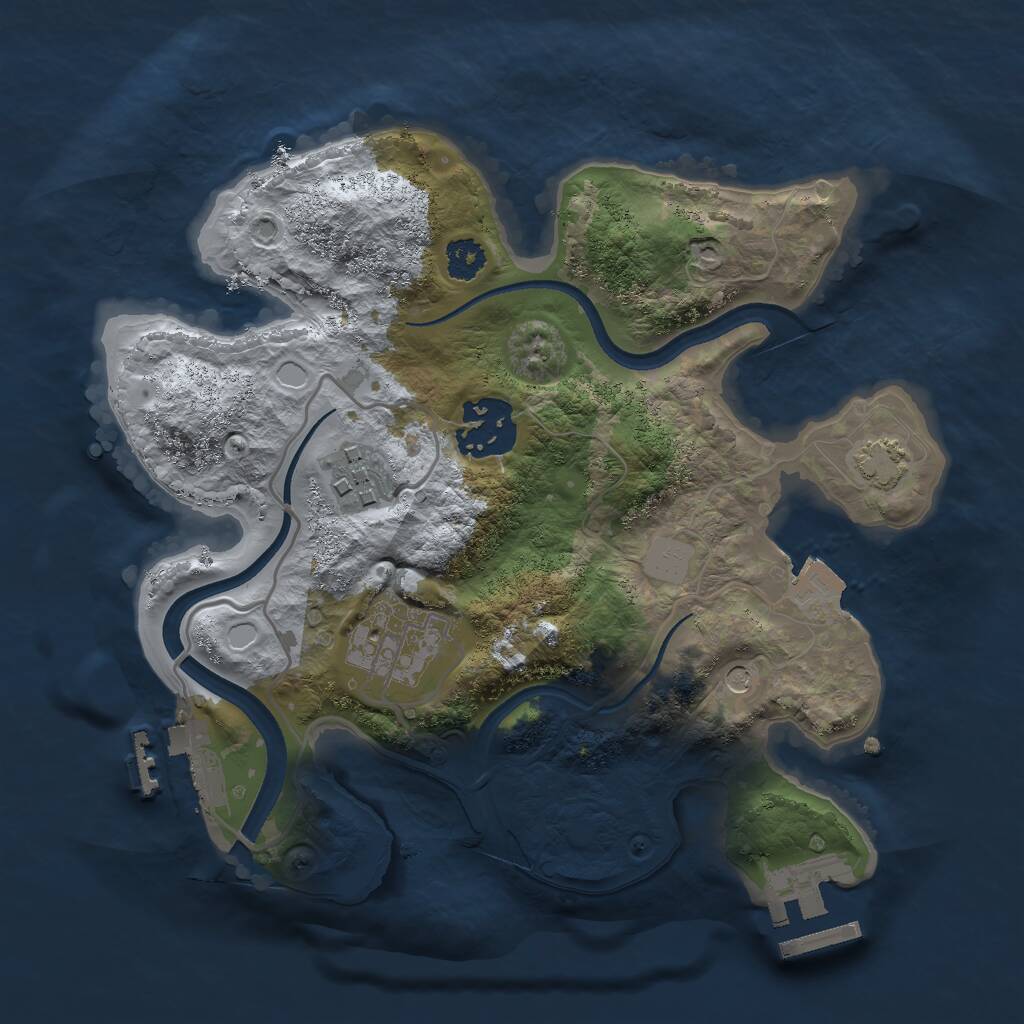 Rust Map: Procedural Map, Size: 2500, Seed: 1934935456, 8 Monuments