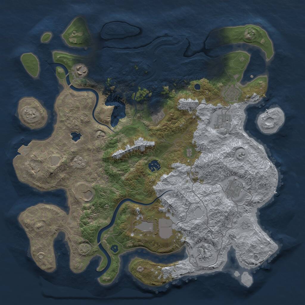 Rust Map: Procedural Map, Size: 4000, Seed: 2469926, 14 Monuments