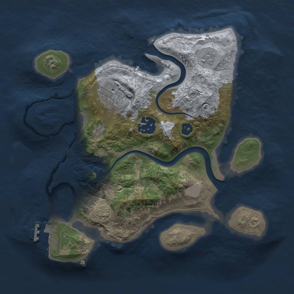 Rust Map: Procedural Map, Size: 2500, Seed: 565656565, 6 Monuments