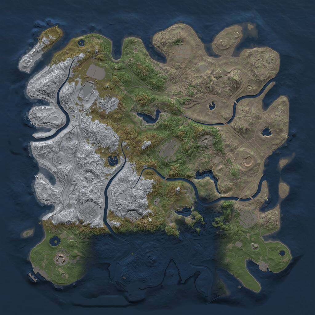 Rust Map: Procedural Map, Size: 4500, Seed: 199921609, 16 Monuments
