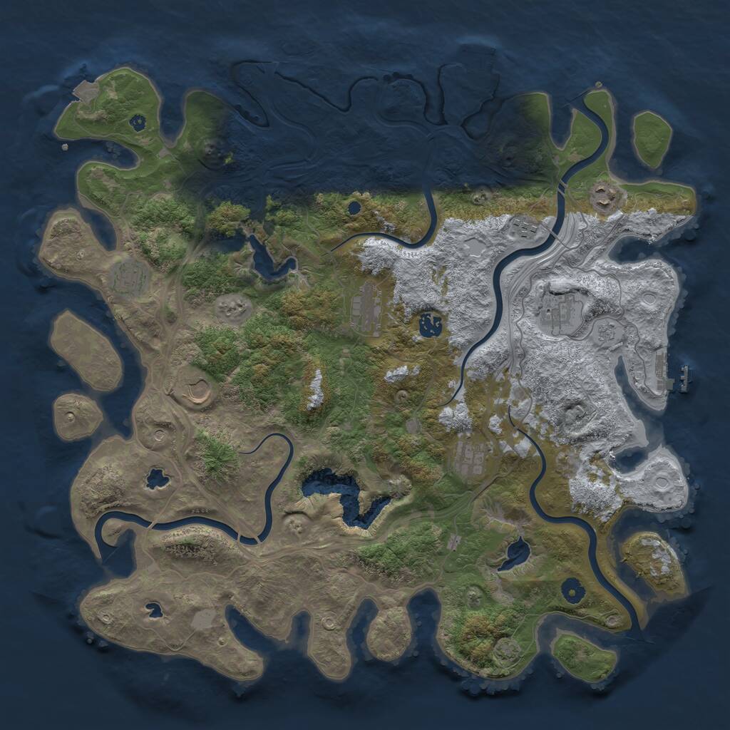 Rust Map: Procedural Map, Size: 4500, Seed: 706604117, 14 Monuments