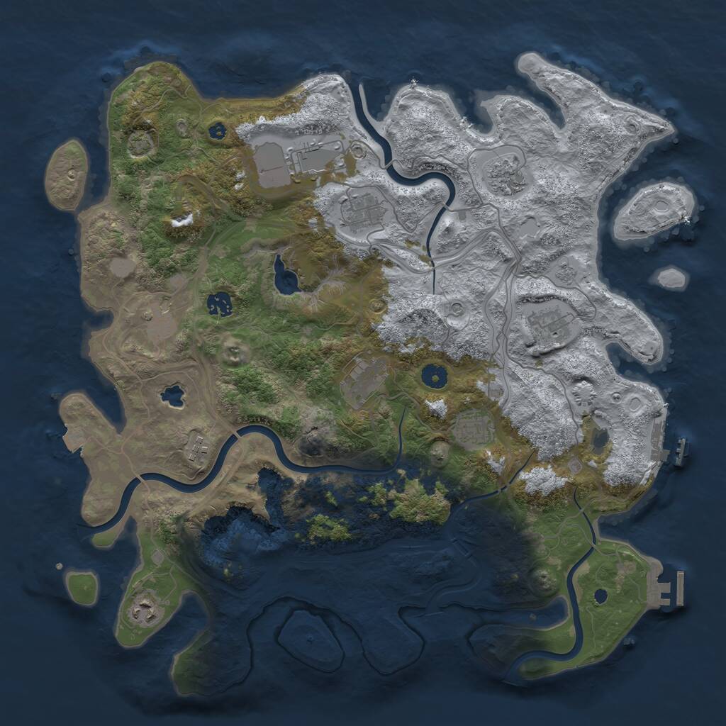 Rust Map: Procedural Map, Size: 4250, Seed: 377919457, 16 Monuments