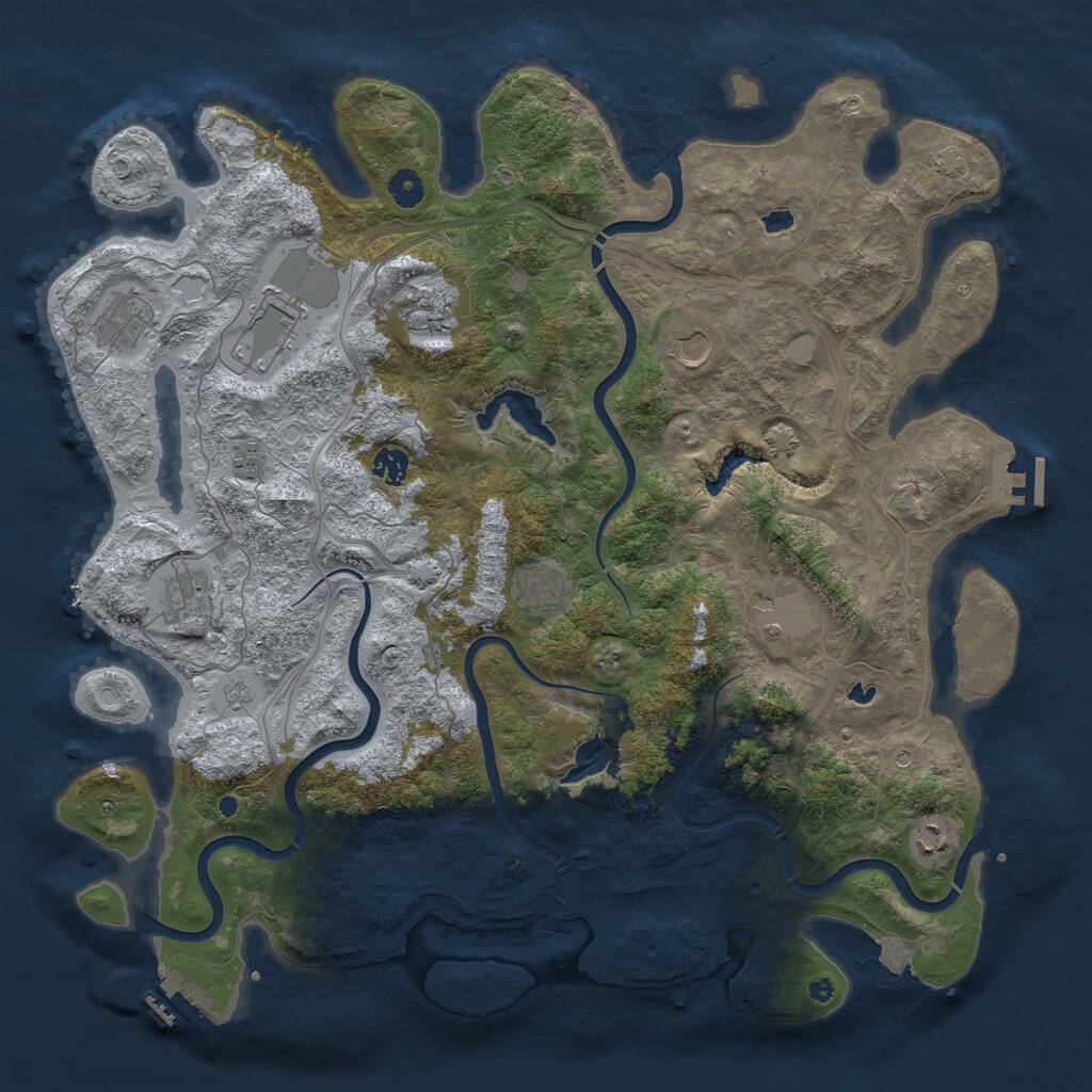 Rust Map: Procedural Map, Size: 4500, Seed: 1244336216, 16 Monuments