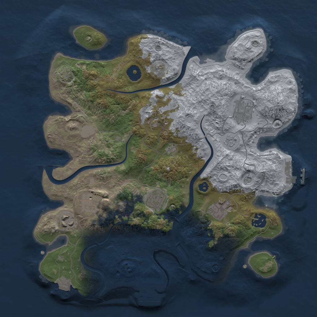 Rust Map: Procedural Map, Size: 3200, Seed: 1493755345, 14 Monuments