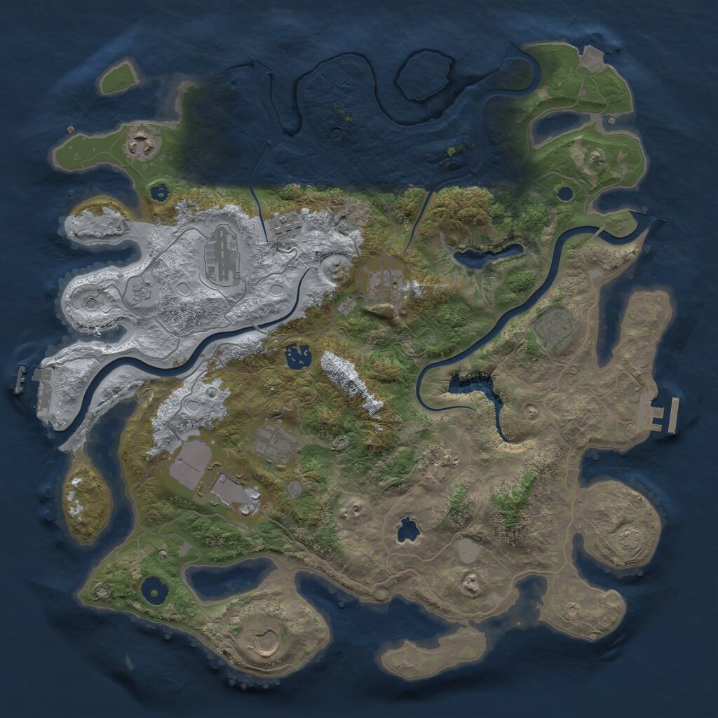Rust Map: Procedural Map, Size: 4000, Seed: 1413811669, 16 Monuments