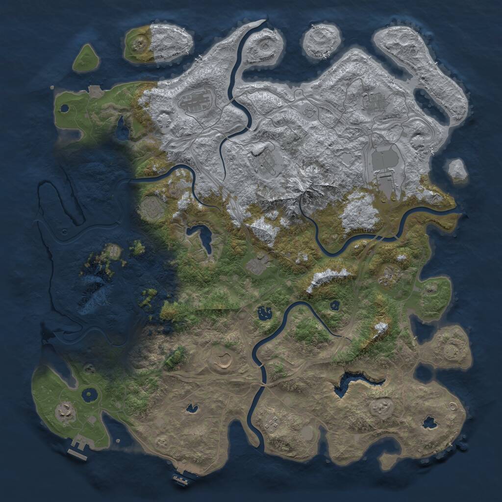 Rust Map: Procedural Map, Size: 5000, Seed: 621327655, 17 Monuments