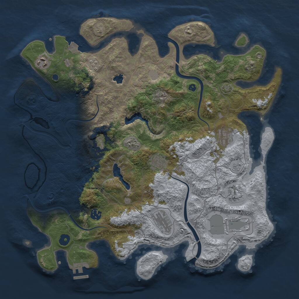 Rust Map: Procedural Map, Size: 4000, Seed: 125136, 14 Monuments