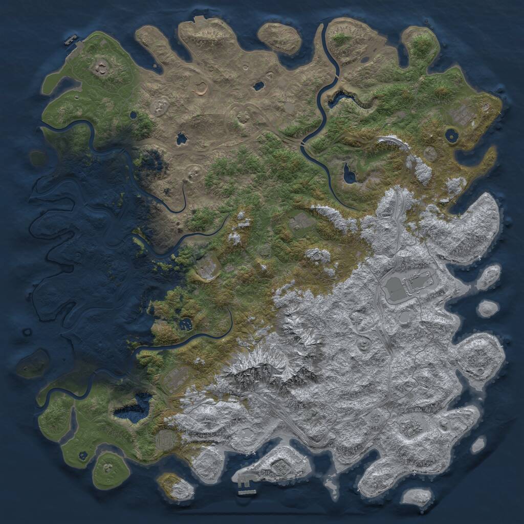 Rust Map: Procedural Map, Size: 6000, Seed: 1909055132, 17 Monuments