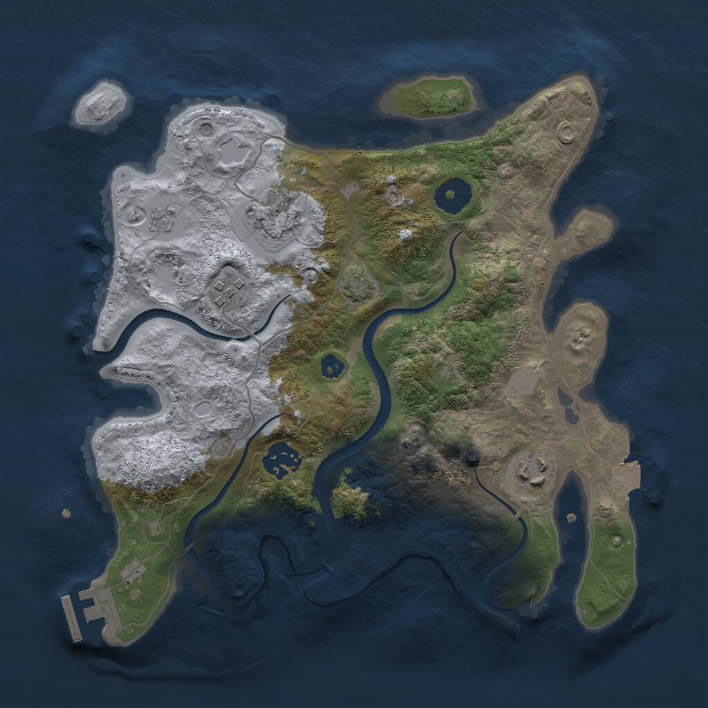 Rust Map: Procedural Map, Size: 3000, Seed: 52974, 8 Monuments