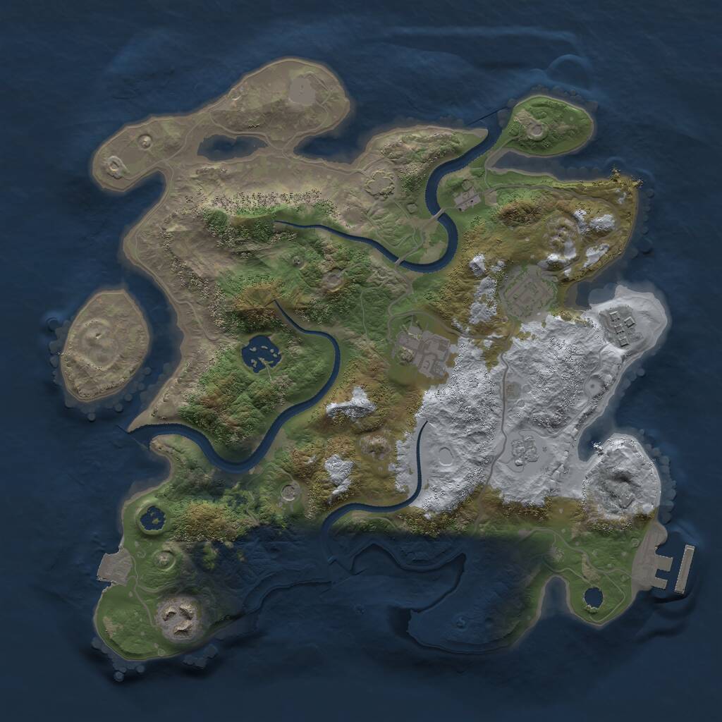 Rust Map: Procedural Map, Size: 3000, Seed: 123536475, 10 Monuments