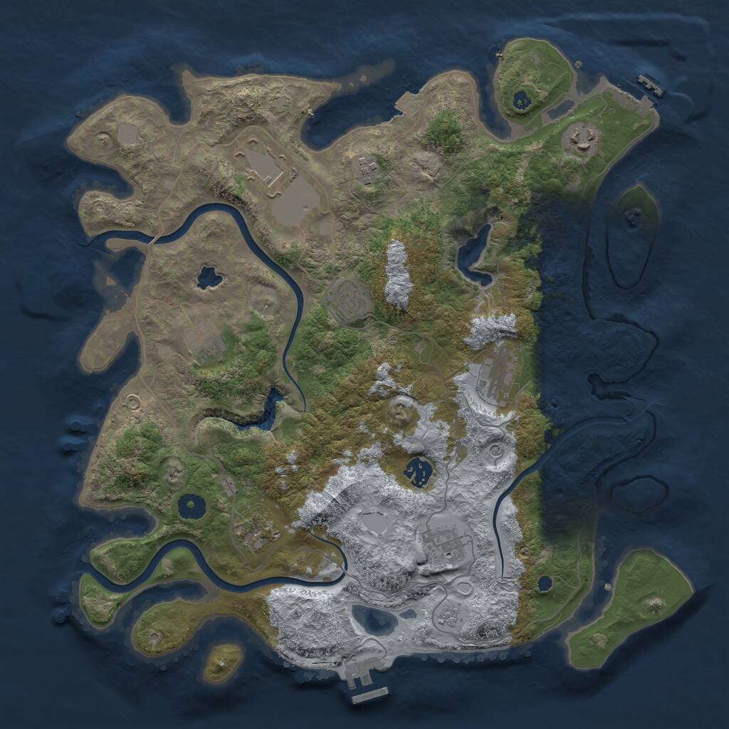 Rust Map: Procedural Map, Size: 4000, Seed: 1211614156, 15 Monuments