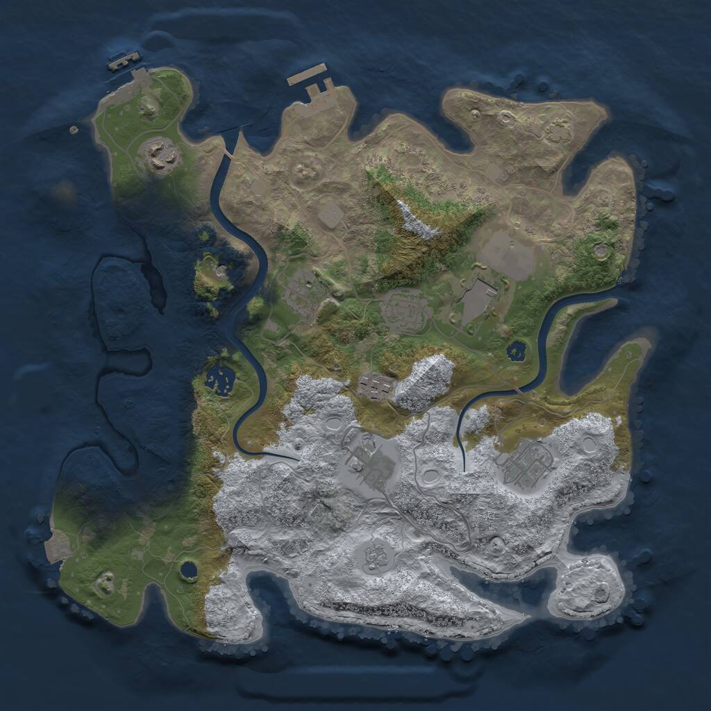 Rust Map: Procedural Map, Size: 3500, Seed: 1439793428, 14 Monuments