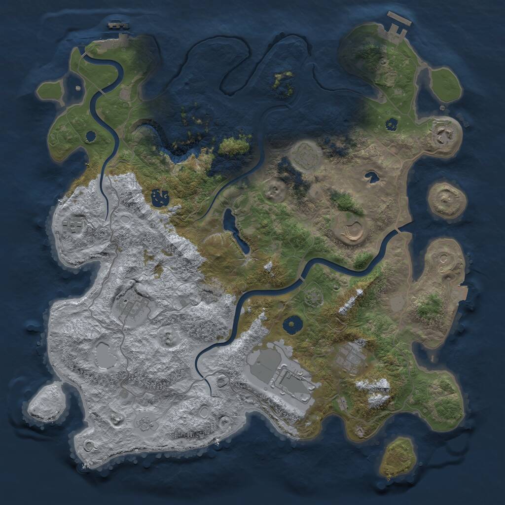 Rust Map: Procedural Map, Size: 4000, Seed: 1870902874, 14 Monuments