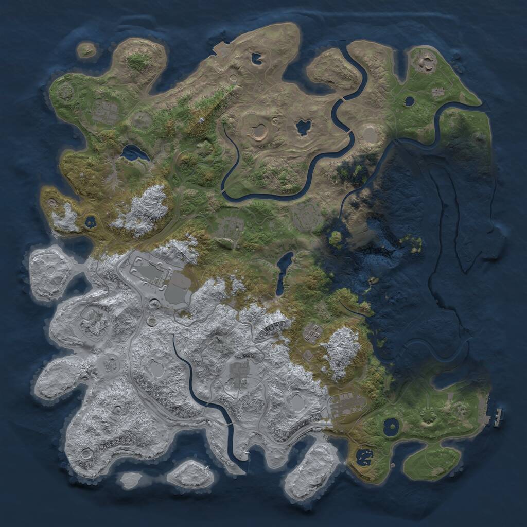 Rust Map: Procedural Map, Size: 4500, Seed: 95305510, 17 Monuments