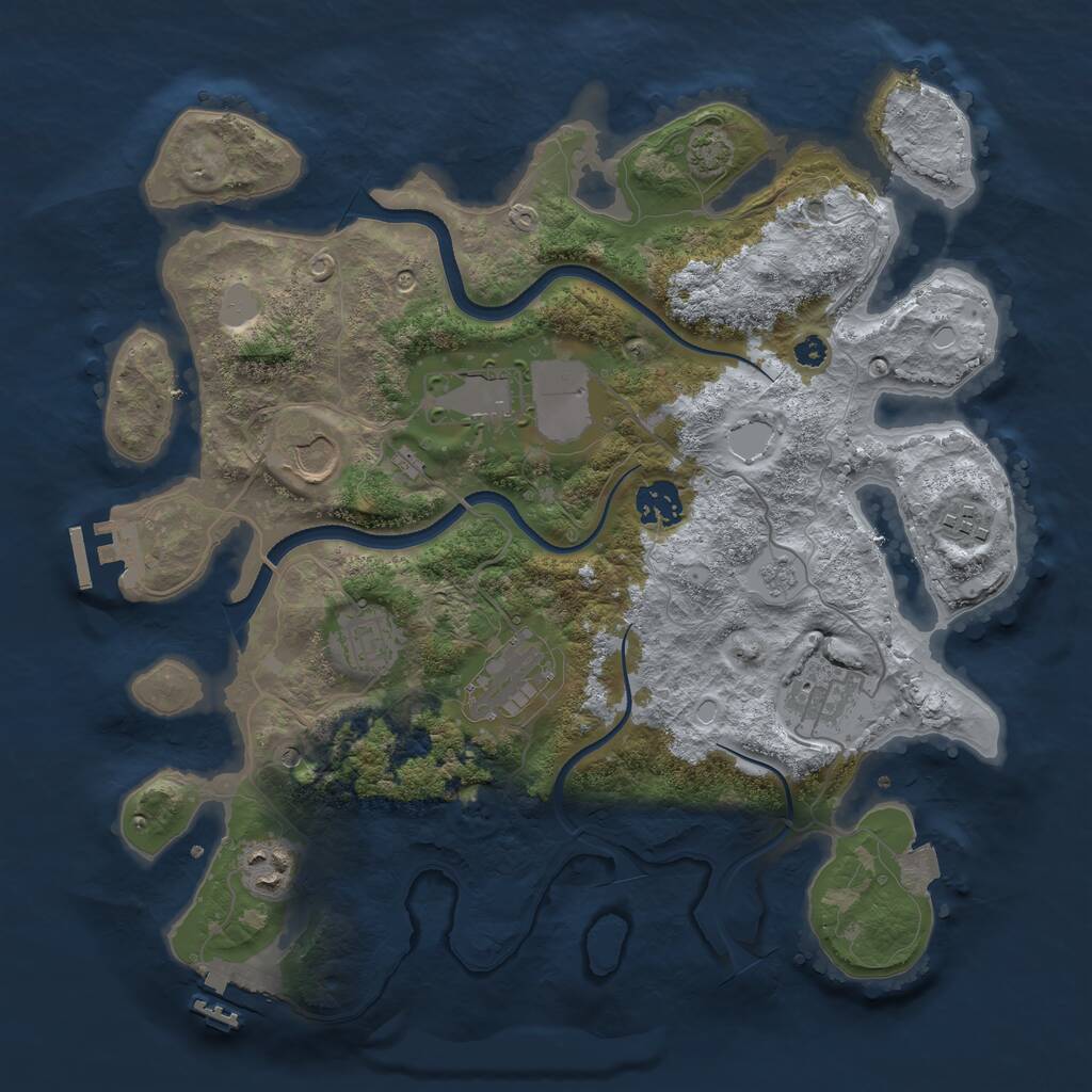 Rust Map: Procedural Map, Size: 3500, Seed: 85947, 14 Monuments