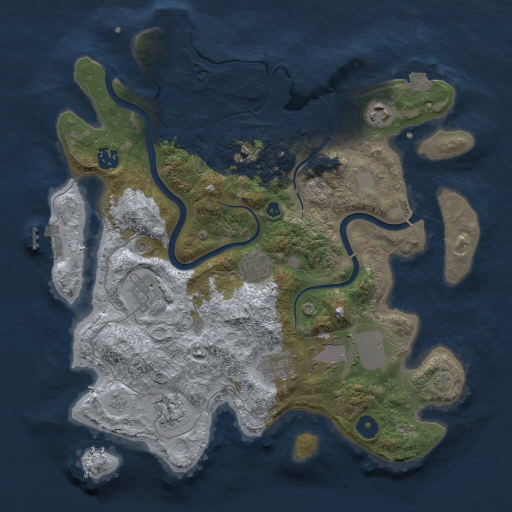 Rust Map: Procedural Map, Size: 3500, Seed: 57045272, 14 Monuments