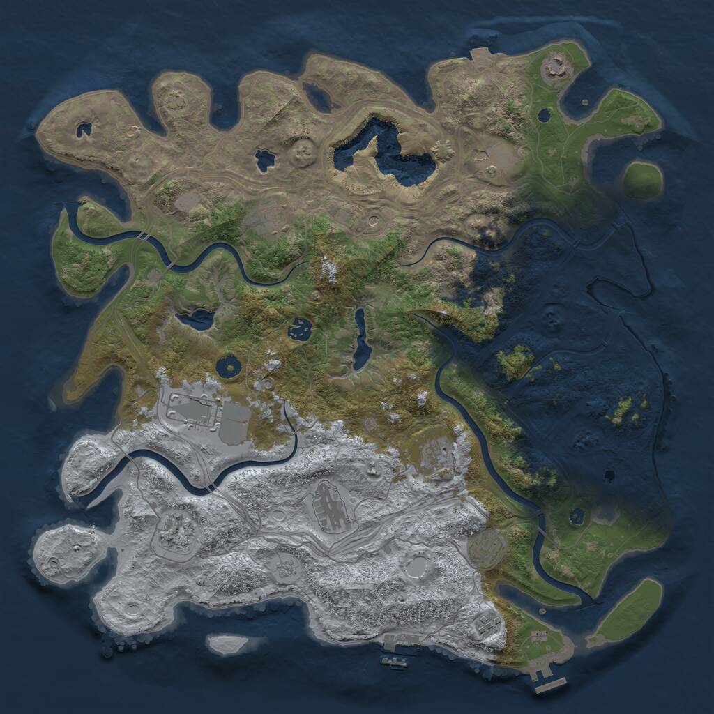 Rust Map: Procedural Map, Size: 4500, Seed: 30795, 16 Monuments