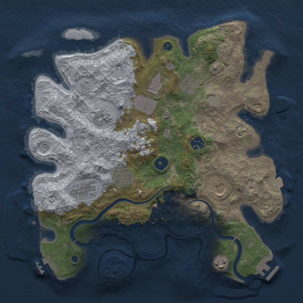 Rust Map: Procedural Map, Size: 3500, Seed: 1588973800, 15 Monuments