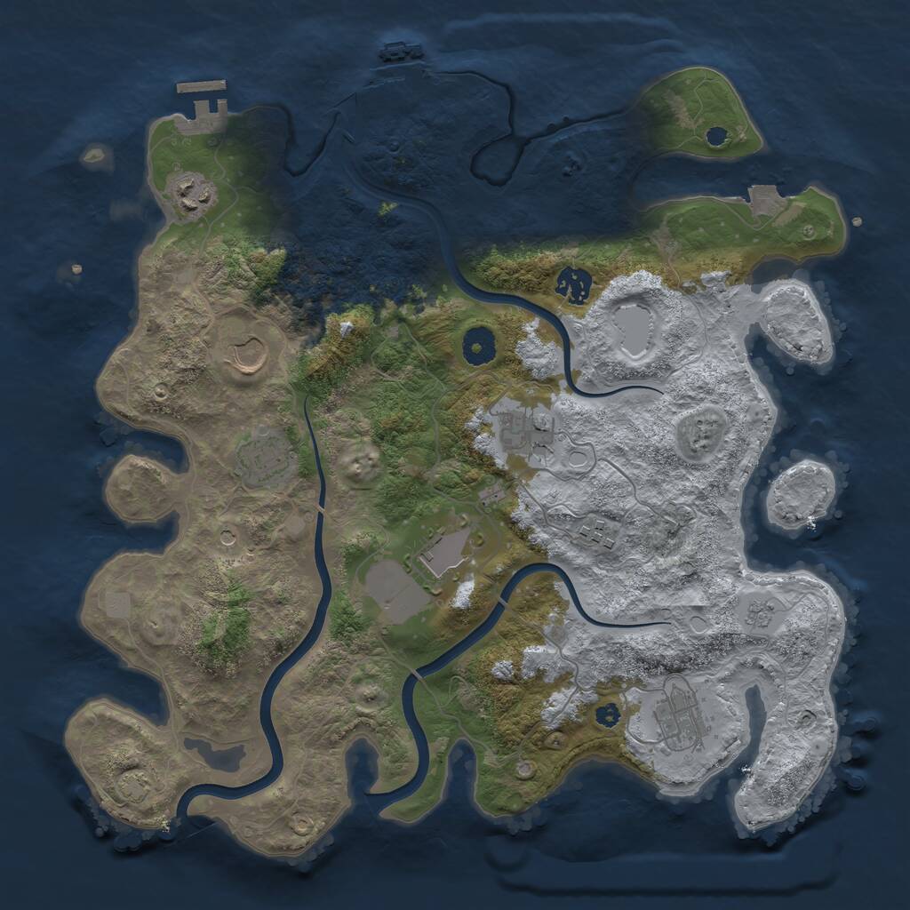 Rust Map: Procedural Map, Size: 3750, Seed: 30918, 14 Monuments